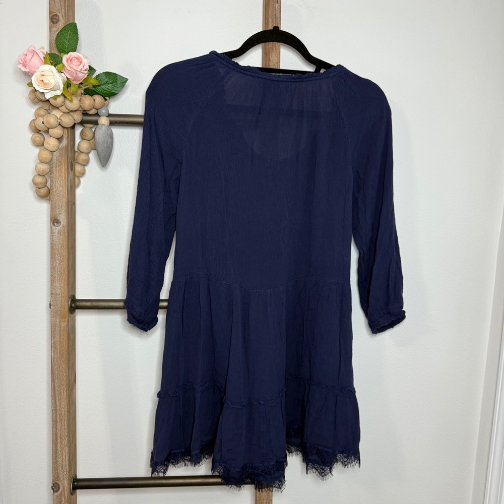 Aerie Blue Long Sleeve Peasant Mini Dress Size X Small - Picture 5 of 10